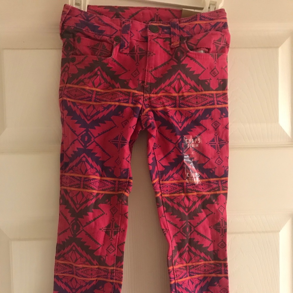 NWT Girls Pink Print CHAPS Jeans - Size 4